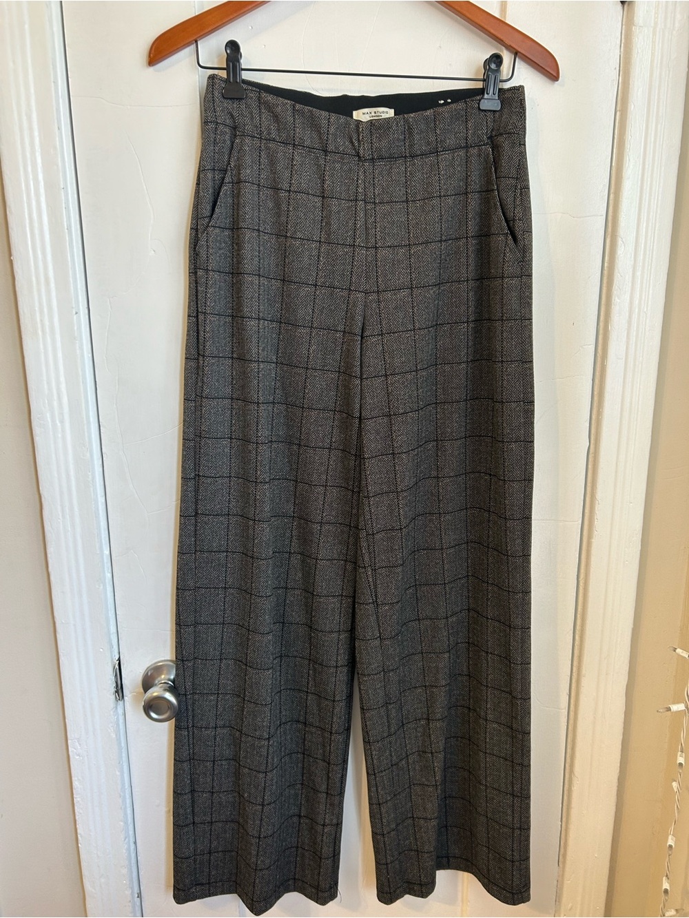 Max Studio Wide Leg Plaid Trousers (Sm)